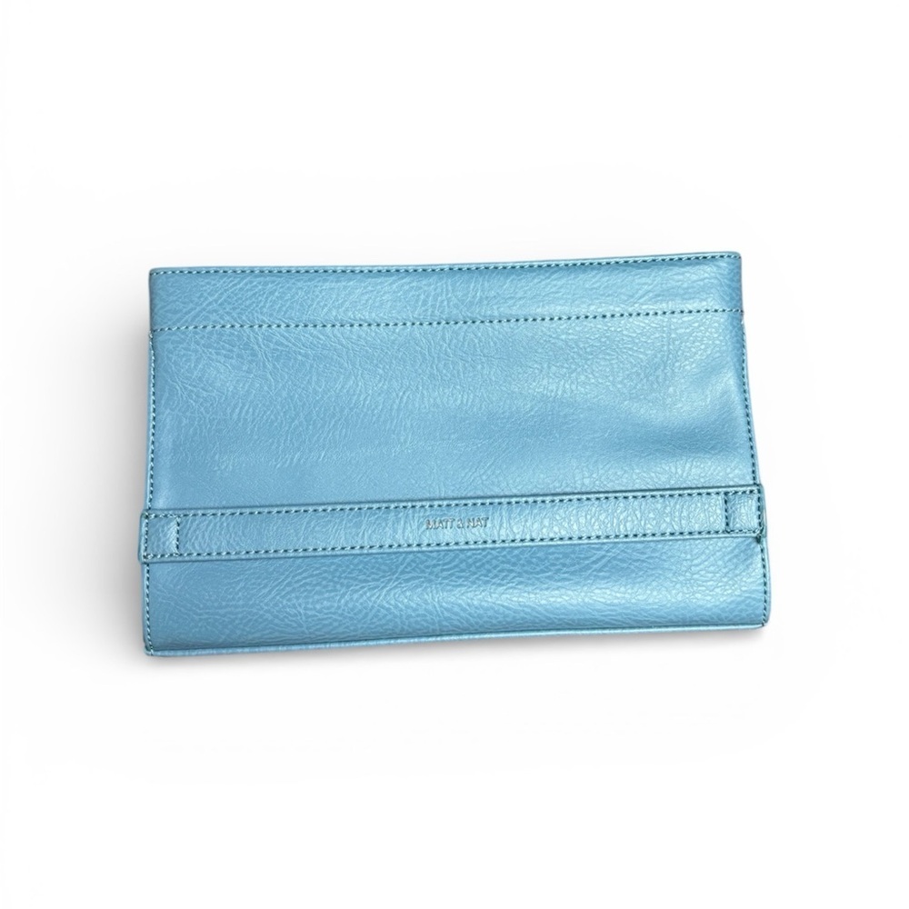 Matt & Nat Light Blue Vegan Leather Clutch Purse Minimalist Eco-conscious - Picture 2 of 8